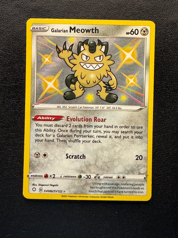 SV086 Galarian Meowth Shining Fates Rare Shiny Near Mint
