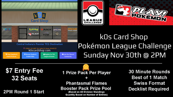Pokémon TCG - League CHALLENGE - Nov 30th 2pm