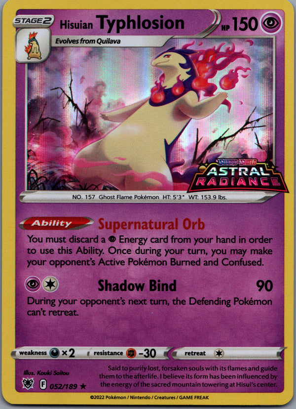 052 Hisuian Typhlosion [GameStop Promo] Astral Radiance Rare Holo Near Mint