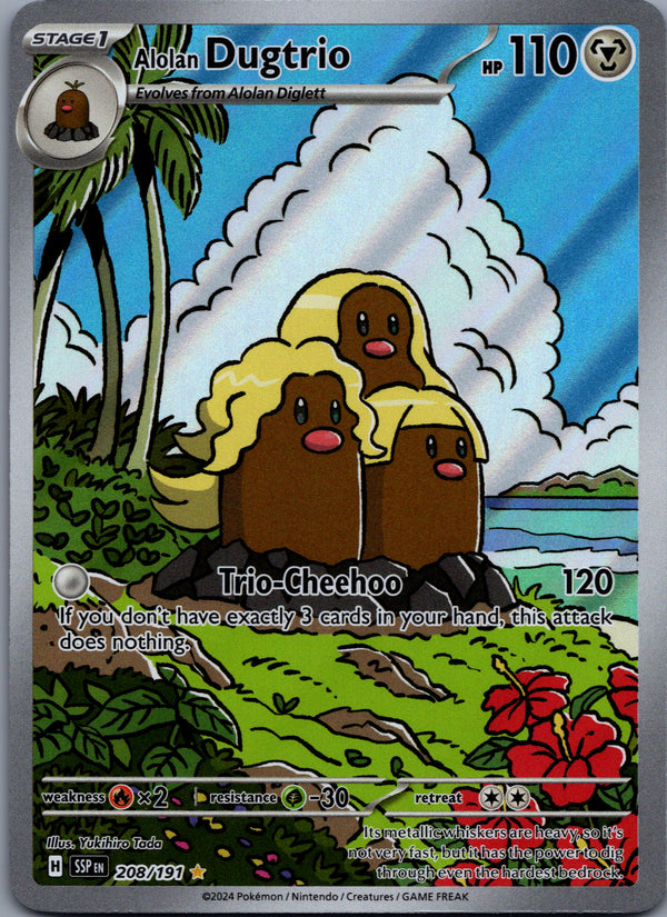 208 Alolan Dugtrio Surging Sparks Illustration Rare Near Mint