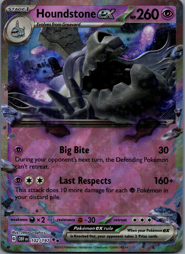 102 Houndstone ex Obsidian Flames Double Rare NM