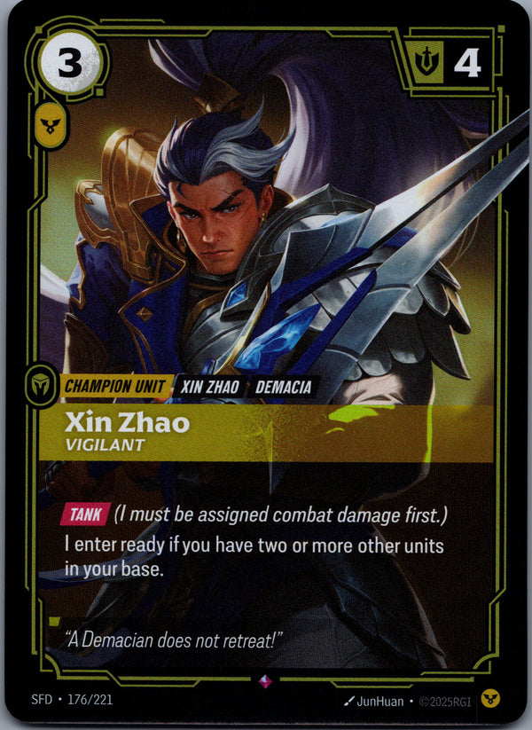 176 Xin Zhao - Vigilant [Foil] Spiritforged Rare Near Mint