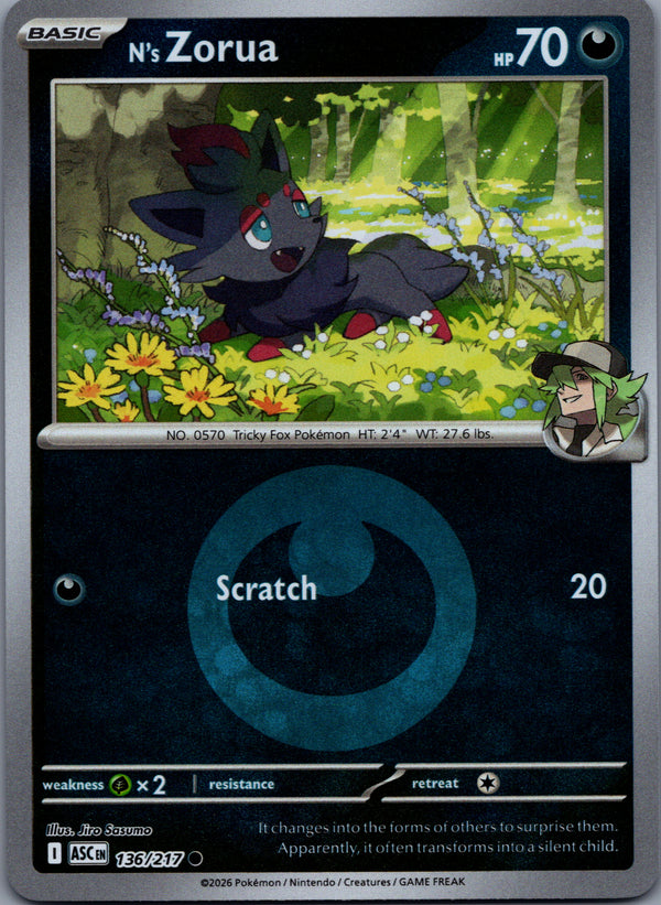 136 N's Zorua [Energy Reverse Holo] Ascended Heroes Common Near Mint