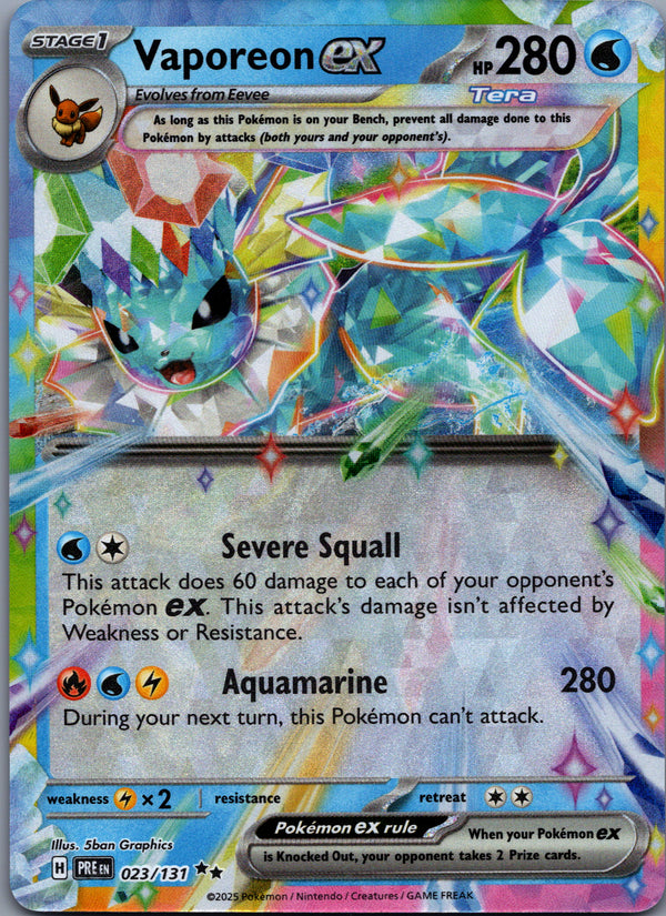 023 Vaporeon ex Prismatic Evolutions Double Rare Near Mint