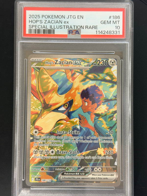 186 Hop's Zacian ex Journey Together Special Illustration Rare PSA 10