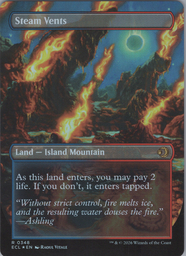 348 Steam Vents // Steam Vents [Foil] Lorwyn Eclipsed Rare Borderless Foil Near Mint