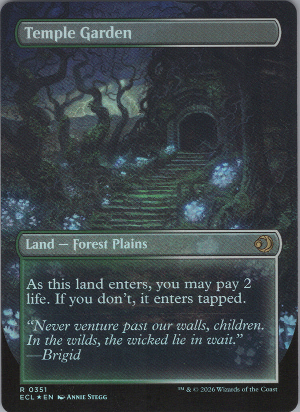 351 Temple Garden // Temple Garden [Foil] Lorwyn Eclipsed Rare Borderless Foil Near Mint