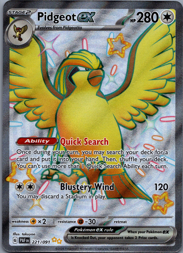 221 Pidgeot ex Paldean Fates Shiny Ultra Rare NM
