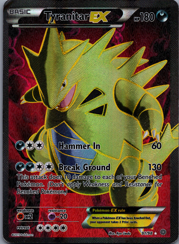 091 Tyranitar-EX Ancient Origins Rare Ultra Heavily Played