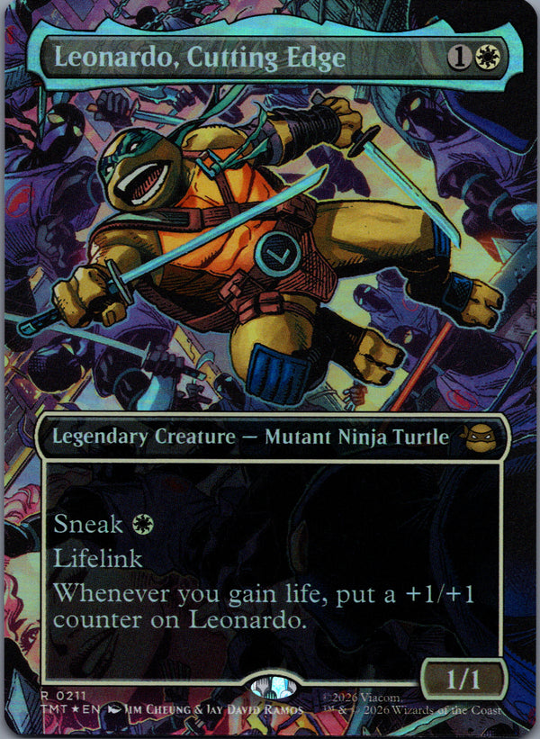 211 Leonardo, Cutting Edge [Foil] Teenage Mutant Ninja Turtles Rare Borderless Foil Near Mint