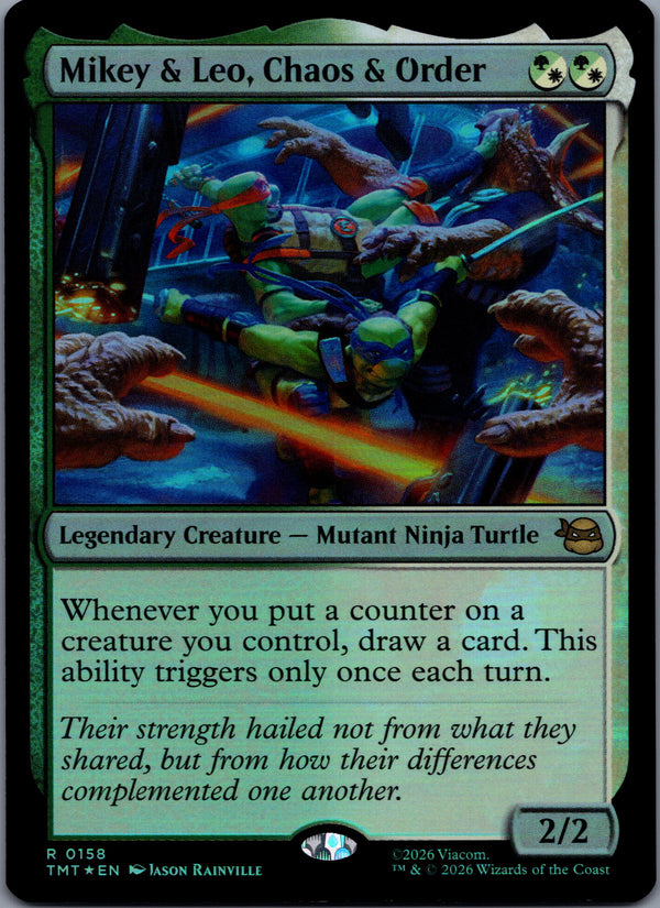 158 Mikey & Leo, Chaos & Order [Foil] Teenage Mutant Ninja Turtles Rare Foil Near Mint