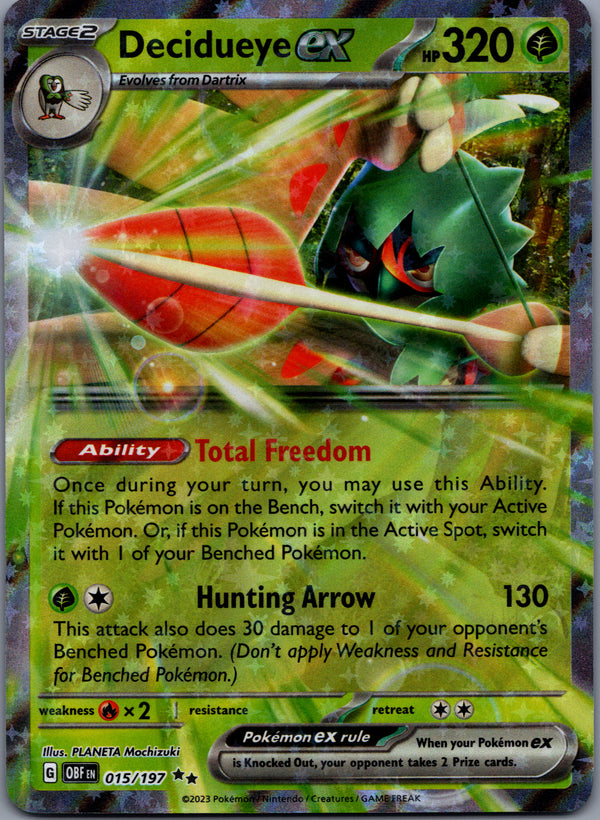 015 Decidueye ex Obsidian Flames Double Rare Near Mint