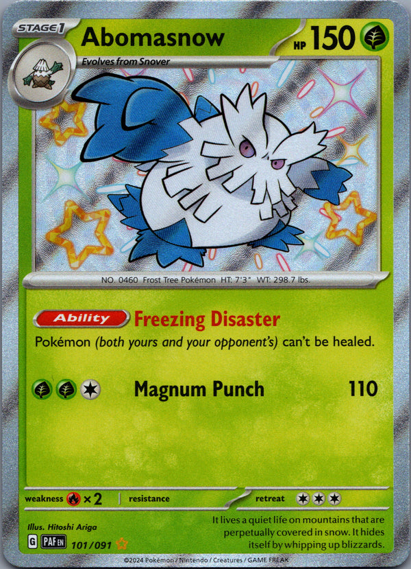 101 Abomasnow Paldean Fates Shiny Rare Near Mint