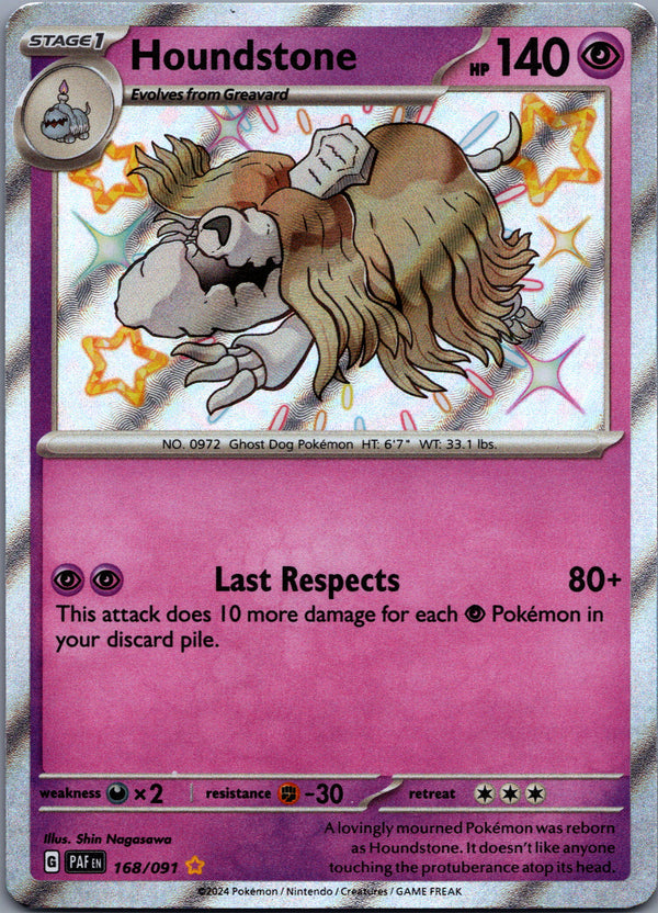 168 Houndstone Paldean Fates Shiny Rare Near Mint