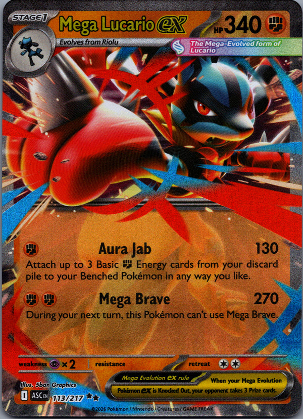 113 Mega Lucario ex Ascended Heroes Double Rare Near Mint