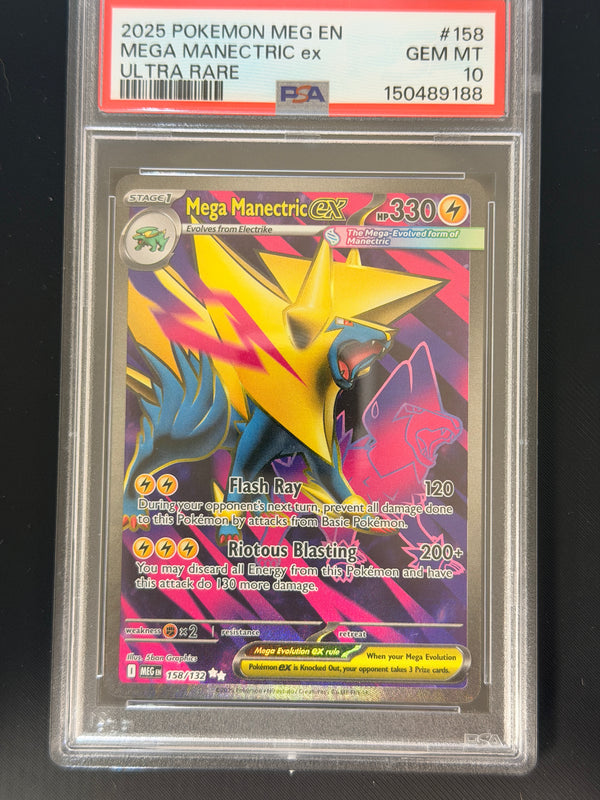 158 Mega Manectric ex Mega Evolution Ultra Rare PSA 10