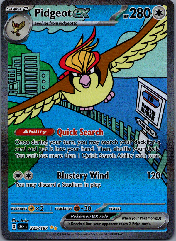 225 Pidgeot ex Obsidian Flames Special Illustration Rare Near Mint
