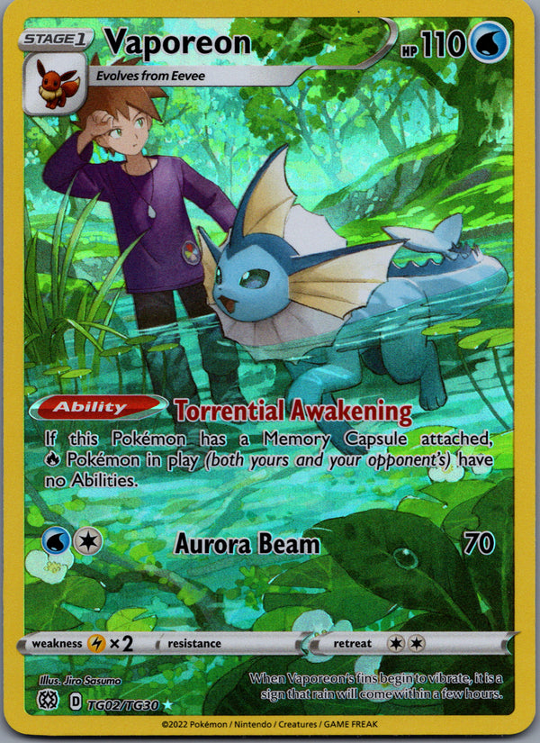 TG02 Vaporeon Brilliant Stars Rare Holo Near Mint