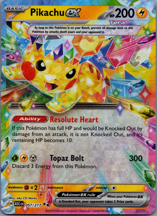057 Pikachu ex Ascended Heroes Double Rare Near Mint