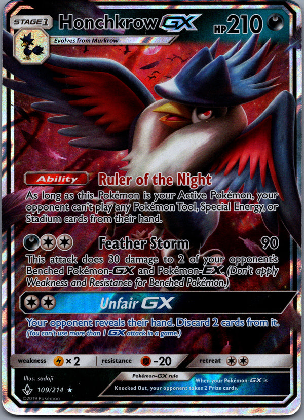 109 Honchkrow-GX Unbroken Bonds Rare Holo GX HP
