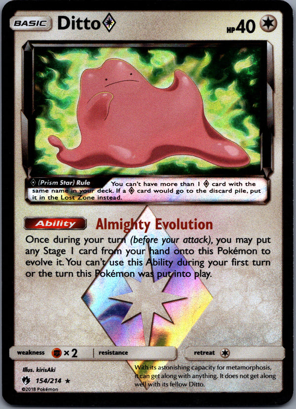 154 Ditto Prism Star Lost Thunder Rare Prism Star MP