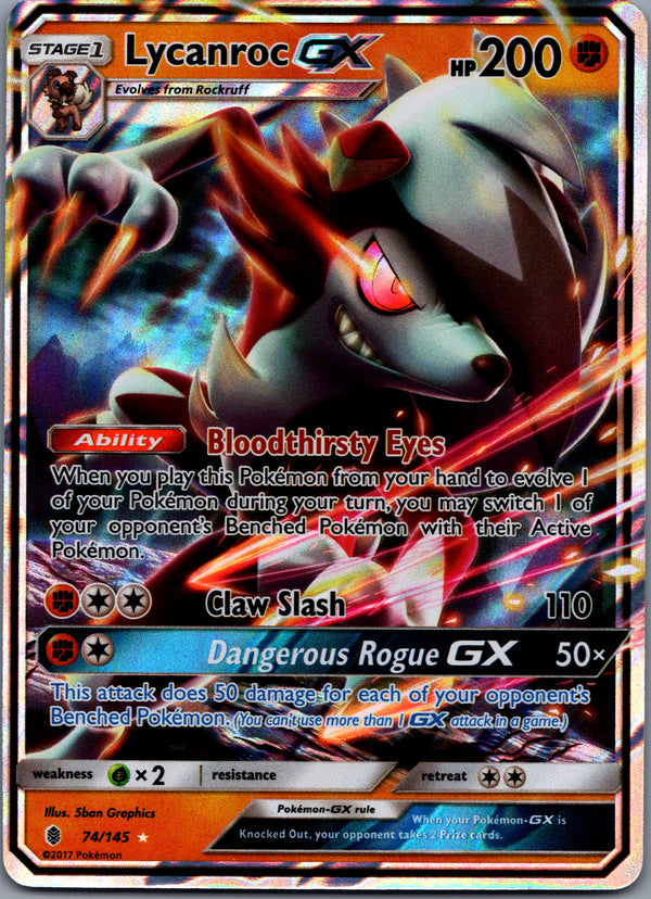 074 Lycanroc-GX Guardians Rising Rare Holo GX NM