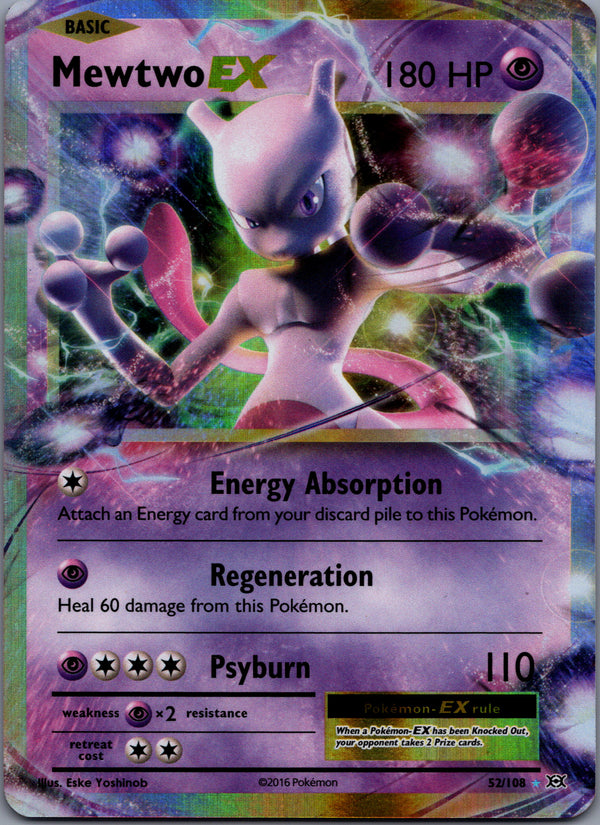 052 Mewtwo-EX Evolutions Rare Holo EX Moderately Played