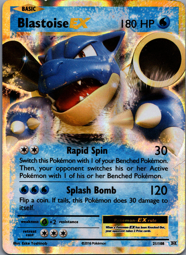 021 Blastoise-EX Evolutions Rare Holo EX Moderately Played