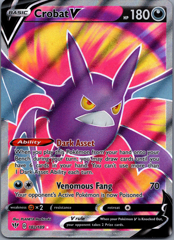 182 Crobat V Darkness Ablaze Rare Ultra Near Mint