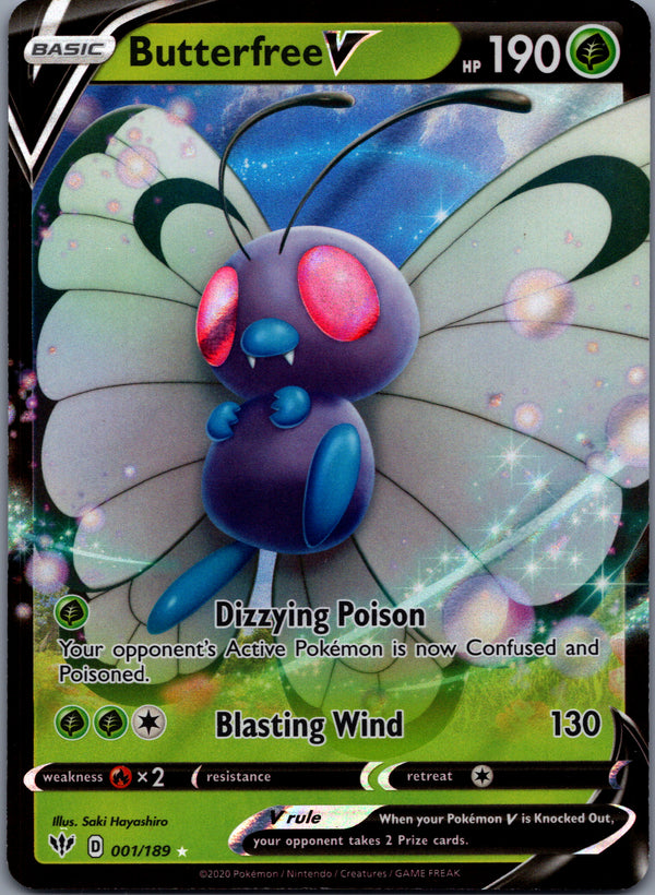 001 Butterfree V Darkness Ablaze Holo Rare V Near Mint