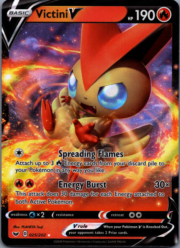 025 Victini V Sword & Shield Holo Rare V Near Mint