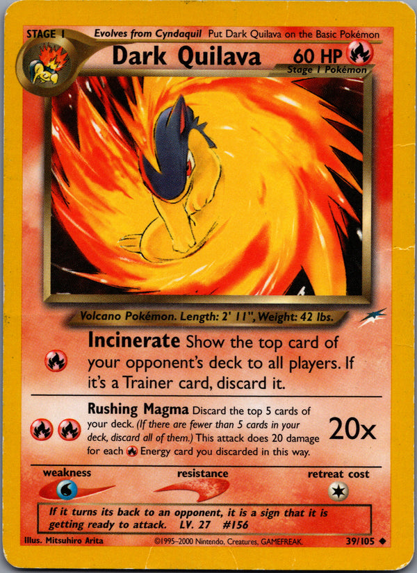 039 Dark Quilava Neo Destiny Uncommon Heavily Played
