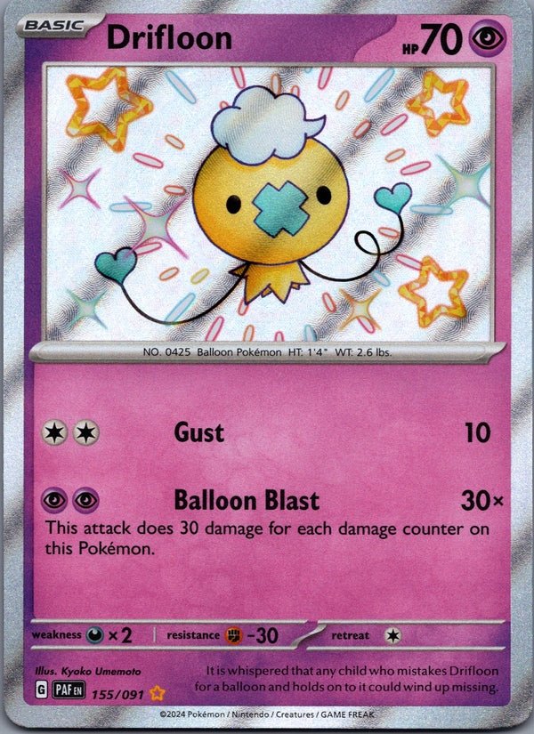 155 Drifloon Paldean Fates Shiny Rare Near Mint
