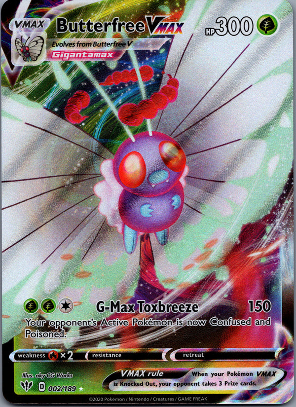 002 Butterfree VMAX Darkness Ablaze Holo Rare VMAX Near Mint