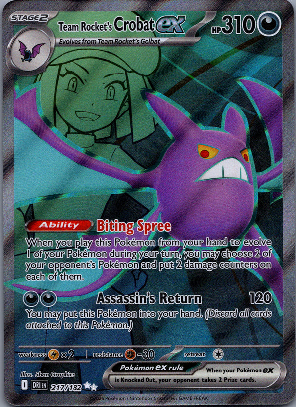 217 Team Rocket's Crobat ex Destined Rivals Ultra Rare Near Mint