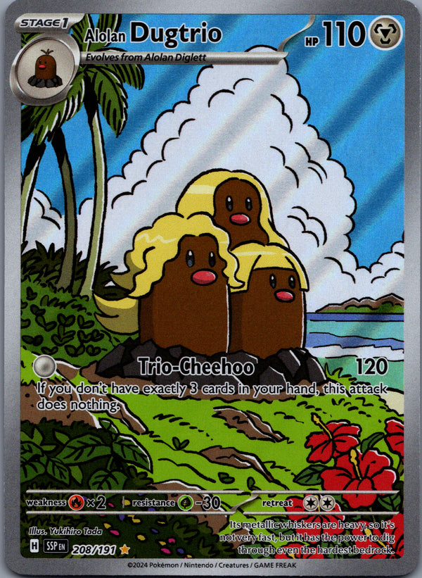 208 Alolan Dugtrio Surging Sparks Illustration Rare Near Mint