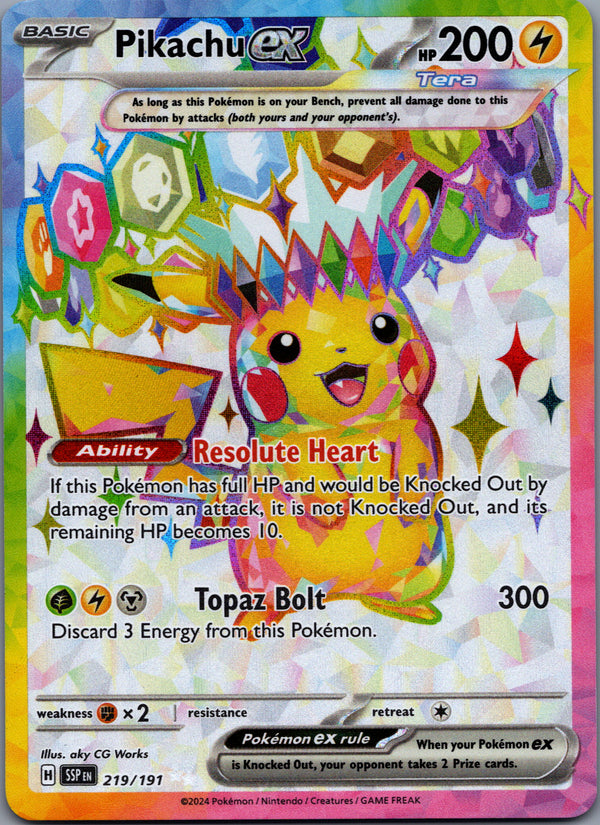 219 Pikachu ex Surging Sparks Ultra Rare Near Mint