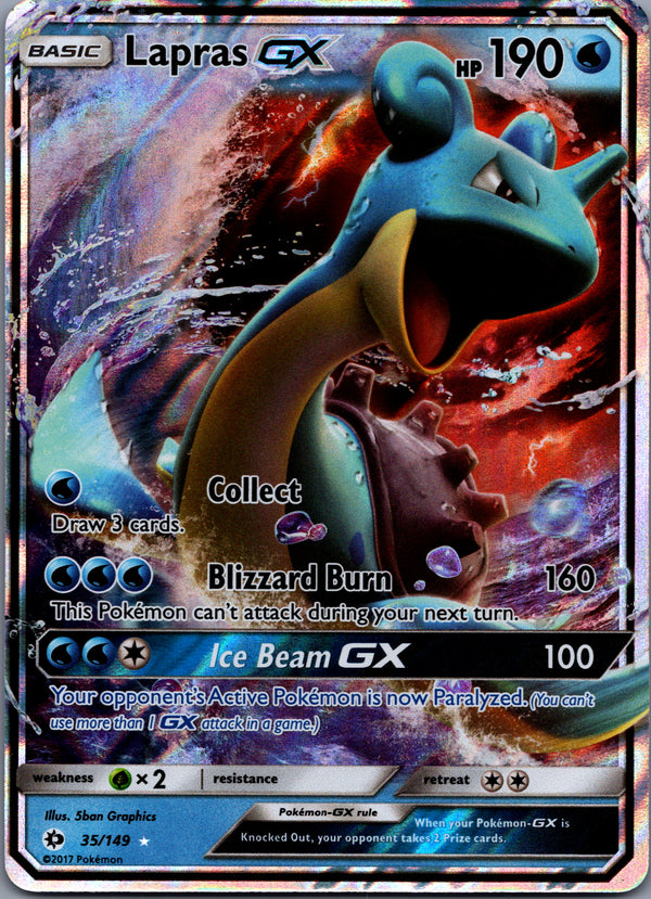 035 Lapras-GX Sun & Moon Rare Holo GX Moderately Played