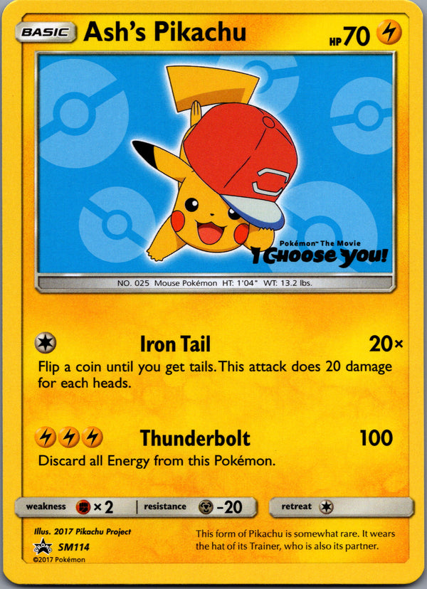 SM114 Ash's Pikachu SM Black Star Promos Promo NM