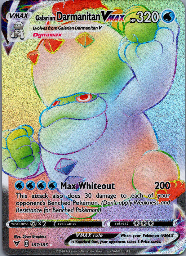 187 Galarian Darmanitan VMAX Vivid Voltage Rare Rainbow NM