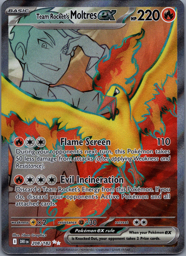 208 Team Rocket's Moltres ex Destined Rivals Ultra Rare NM