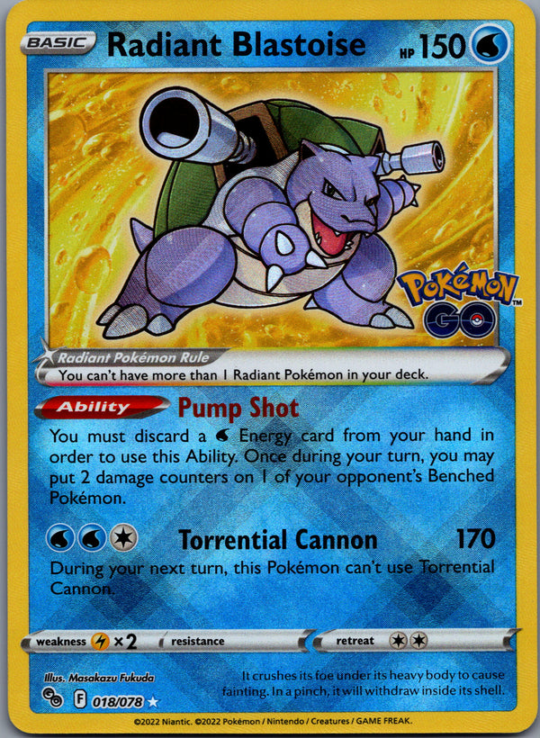 018 Radiant Blastoise Pokemon GO Radiant Rare NM
