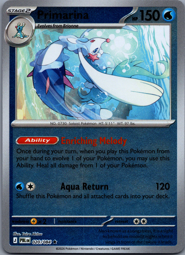 020 Primarina [Reverse Holo] Pitch Black Rare NM