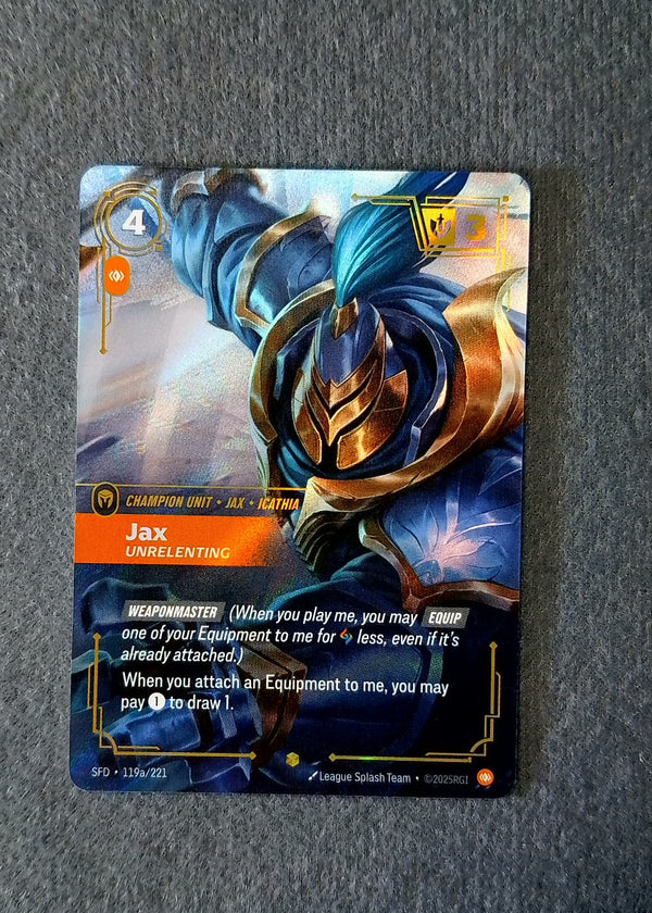119a Jax - Unrelenting [Alternate Art] Spiritforged Showcase NM