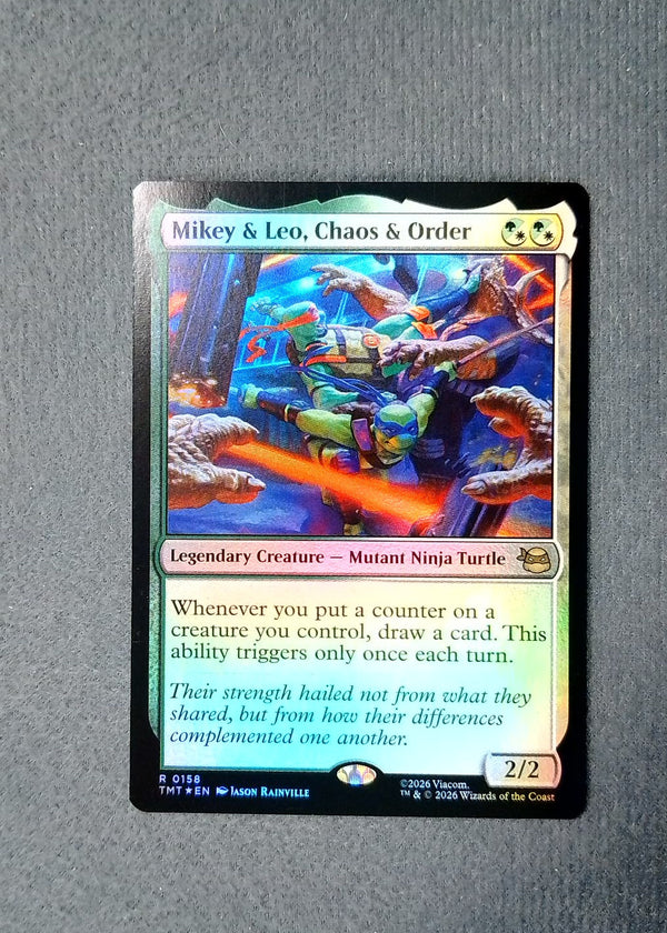 158 Mikey & Leo, Chaos & Order [Foil] Teenage Mutant Ninja Turtles Rare Foil NM