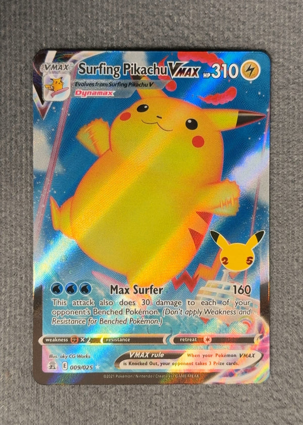 009 Surfing Pikachu VMAX Celebrations Holo Rare VMAX NM