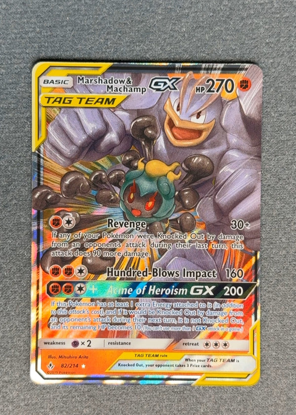 082 Marshadow & Machamp-GX Unbroken Bonds Rare Holo GX LP