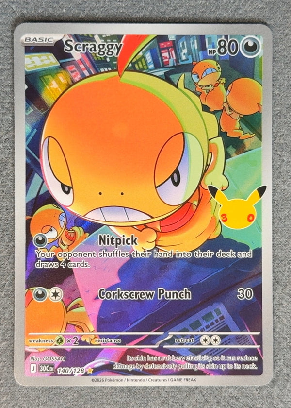 140 Scraggy 30th Celebration Illustration Rare NM