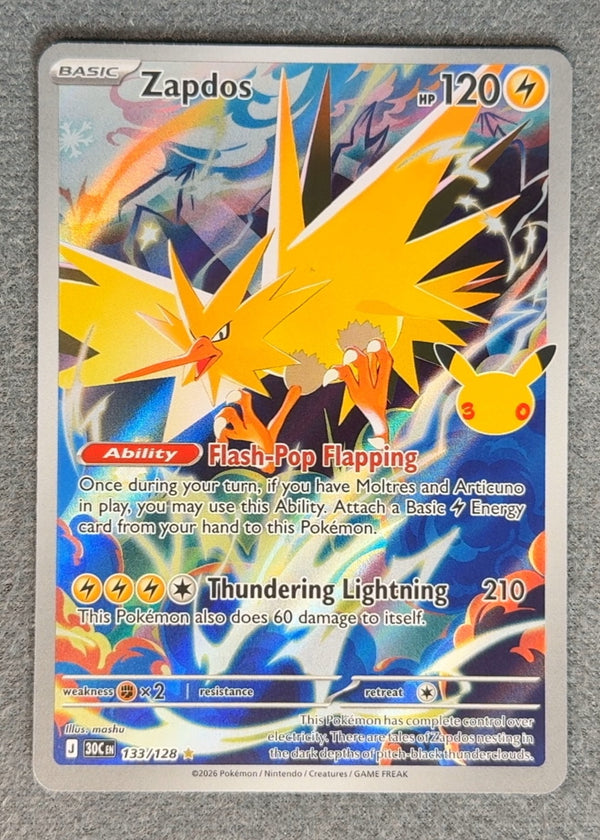 133 Zapdos 30th Celebration Illustration Rare NM
