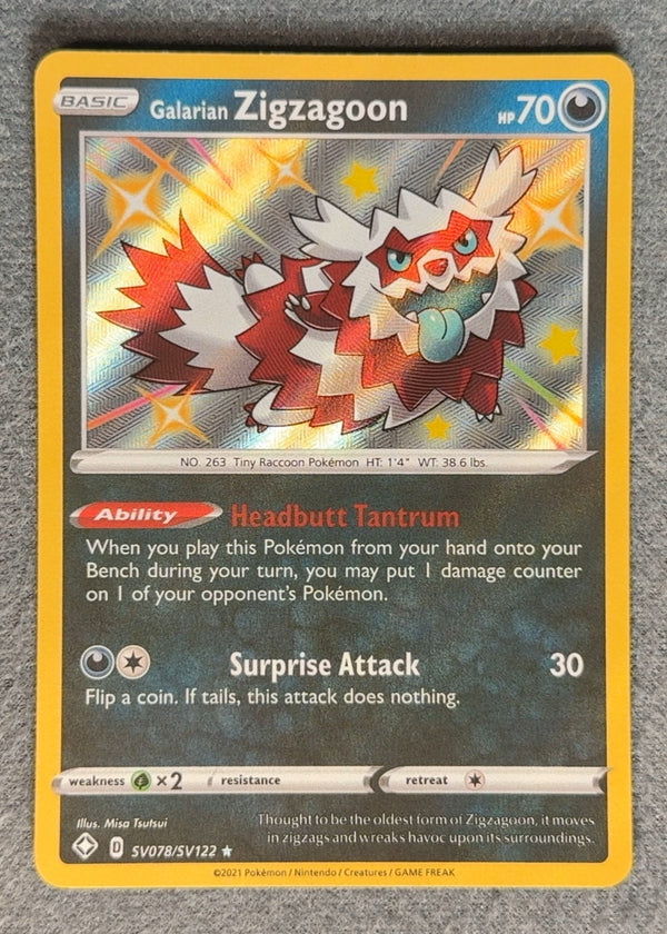 SV078 Galarian Zigzagoon Shining Fates Rare Shiny NM